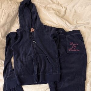 Y2K vintage Juicy Couture Navy Hoodie and Sweatpants Set